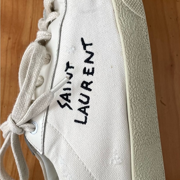 Saint Laurent Cream Canvas Sneakers - Picture 3 of 6